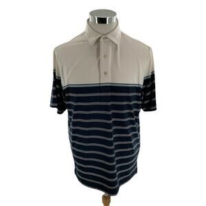 Footjoy FJ Lisle Polo Shirt Men's Size Medium Colorblock Stripe Golf Top